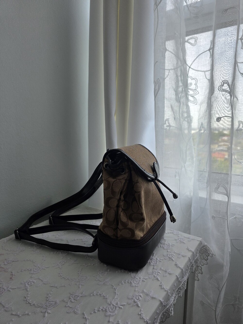 Brown C Signature Drawstring Backpack - Picture 3 of 7